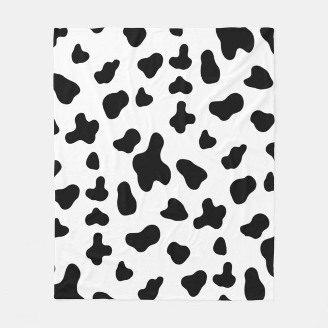 Country Black and White Cow Pattern  Fleece Blanket (Front)