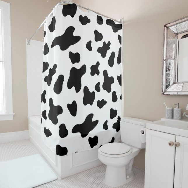 Country Black and White Cow Spots  Shower Curtain (In Situ)