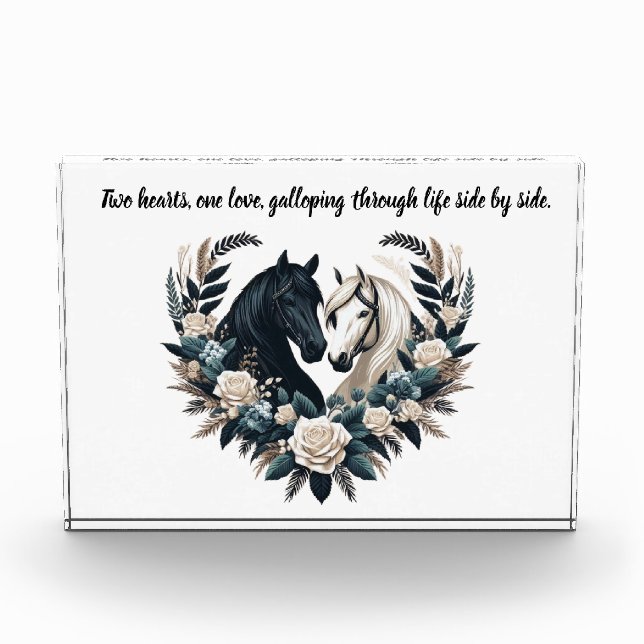 Country Black and White-Horses in Love  Photo Block (Front)