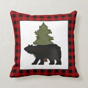 Country black bear home decor throw pillow