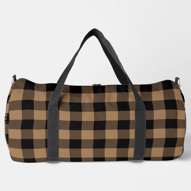 country black tan check throw pillow duffle bag (Front)