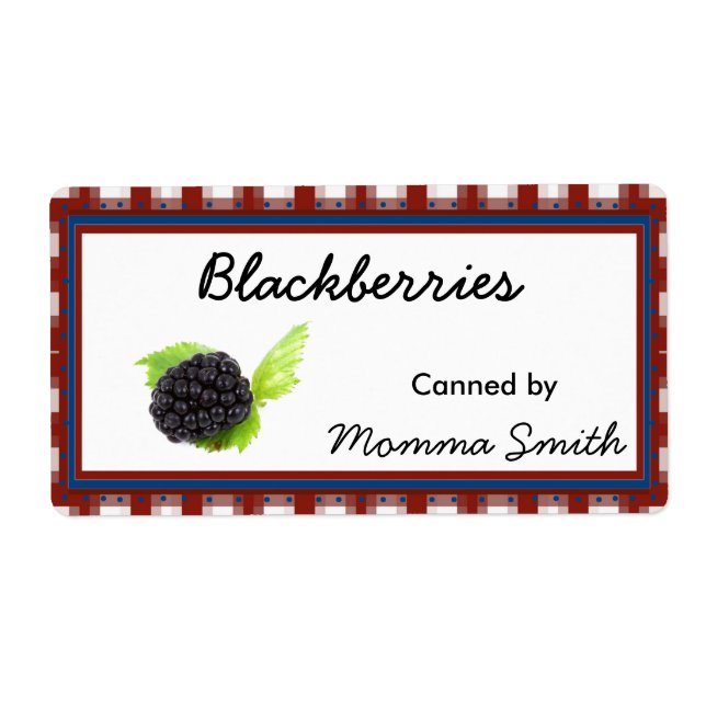 Country Blackberry Custom Canning Labels (Front)