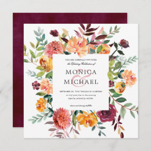 Country Bloom   Autumn Botanical  Frame Wedding Invitation