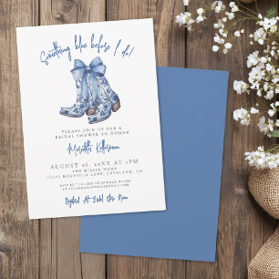 Country Blue Bow Cowboy Bridal Shower Invitation