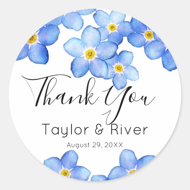 Country Blue Forget-Me-Nots Classic Round Sticker (Front)