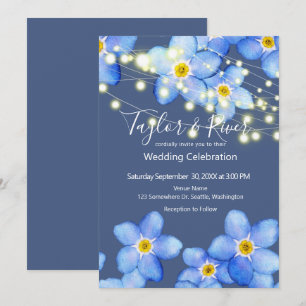 Country Blue Forget-Me-Nots Wedding Invitation