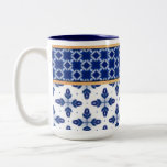 Country Blue Friendship Pattern Two-Tone Coffee Mug<br><div class="desc">Painted pattern in tones of a nice country blue with faux-gold trim. I so wanted to convey warmth with this design. It’s my signature “friendship” pattern dedicated to all my girl friends through the years. Hope it works for you too! — L Diane Johnson</div>