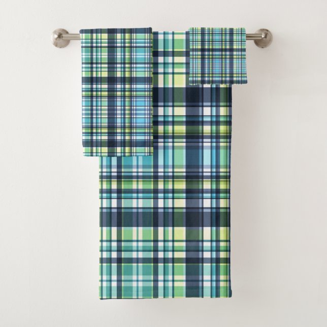 Country Blue Green Plaids Bath Towel Set (Insitu)