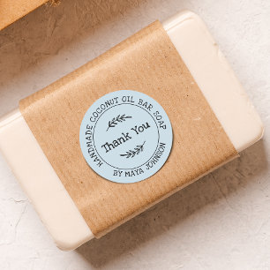 Country Blue Handmade Thank You Classic Round Sticker