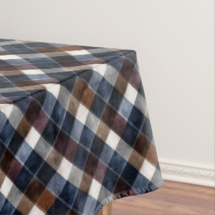 Country Blue Red White Grey Squares Christmas Tablecloth