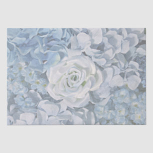 Country Blue Rose & Hydragea Floral Print Tissue Paper