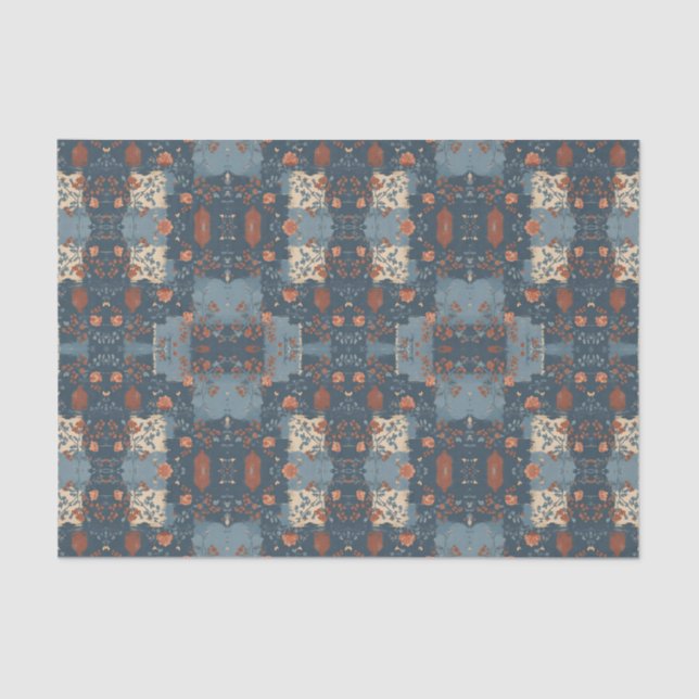 Country Blue Rust Rustic Farmhouse Customisable Tissue Paper (Front)