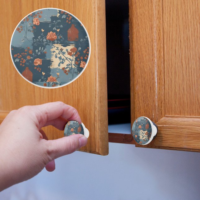 Country Blue Rust Rustic Farmhouse Short Ceramic Knob (Creator Uploaded)