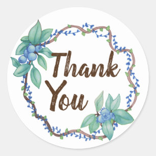 Country Blueberry Wreath Thank You Classic Round Sticker
