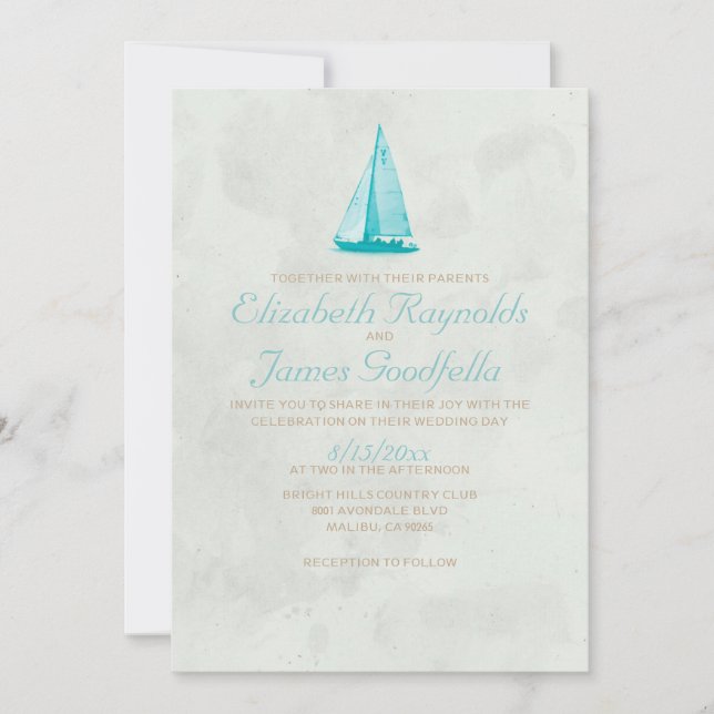 Country Boats Wedding Invitations (Front)