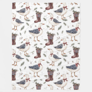 Country Boots Goose Christmas Fleece Blanket