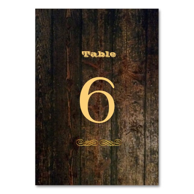 Country Boots Hat Barn Wood Wedding  Table Number (Front)