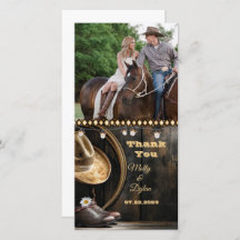 Country Boots Hat & Barnwood Photo Thank You Card