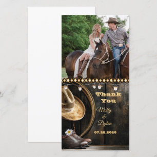 Country Boots Hat & Barnwood Photo Thank You Card