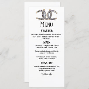 Country Boots Hats Barnwood Horseshoes Wedding Menu