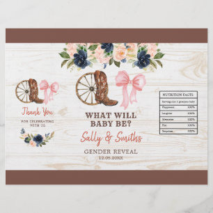 Country Boots or Bows Gender Reveal Chip Bag Flyer