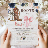 Country Boots or Bows Gender Reveal Invitation
