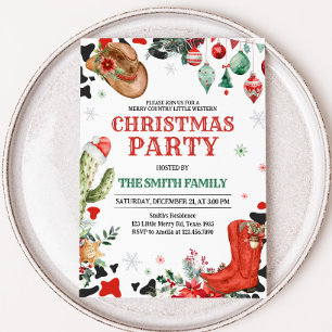 Country Boots Western Christmas Party Invitation