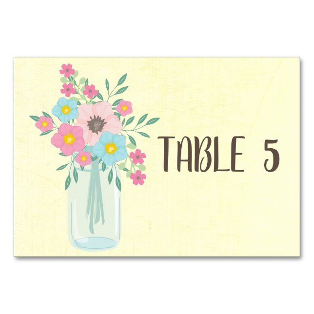 Country Bouquet Customisable Table Number (Front)