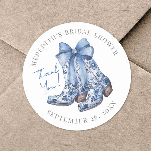 Country Bow Cowboy Bridal Shower Classic Round Sticker