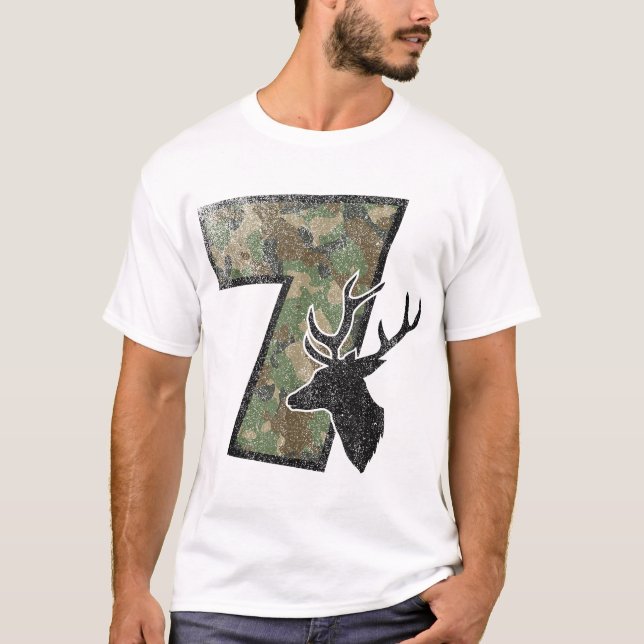 Country Boys Camo 7 Seven Year Old Birthday Deer  T-Shirt (Front)