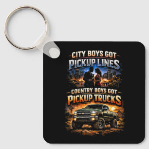 Country Boys Got Pickup Trucks Key Ring