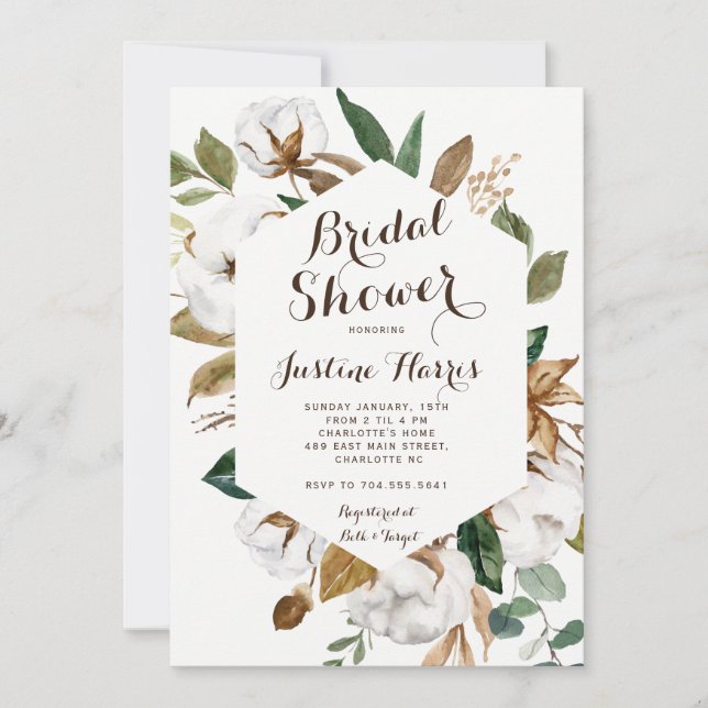 Country Bridal Shower Invitation with Magnolia (Front)