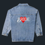 Country Bride Heart Denim Jacket<br><div class="desc">Customise the font style size and colour; customise the colour and size of the heart</div>