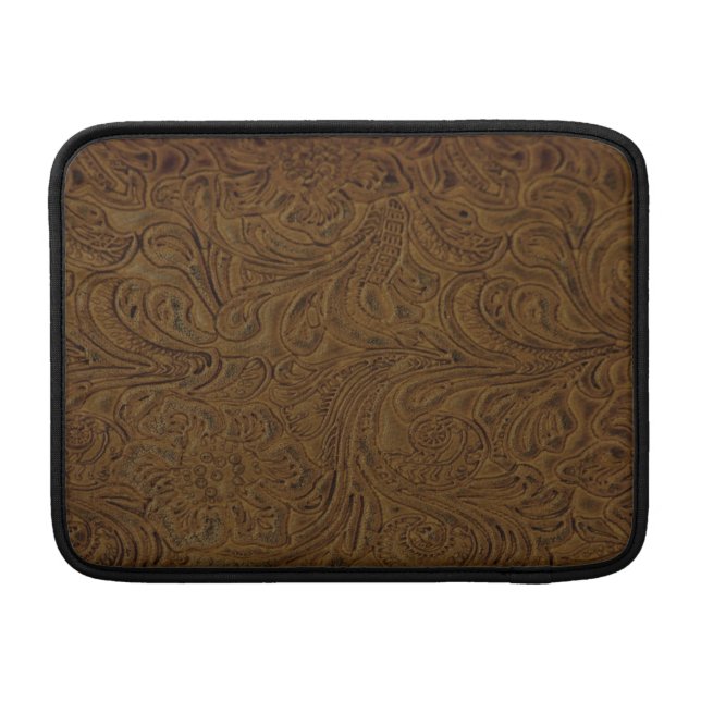 Country Brown Tooled Leather Look MacBook Sleeve (Back)