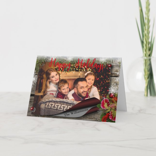 Country Bulletin Board Happy Holidays Photo Holiday Card (Front)