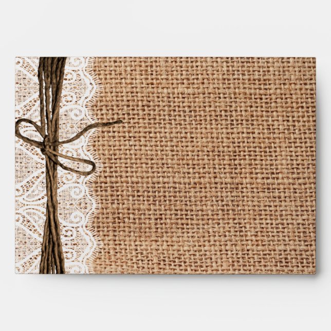 Country Burlap and Lace Twine Print Envelopes (Front)