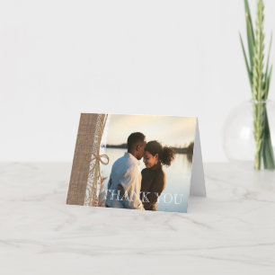 Country Burlap and Twine Photo Thank You Card