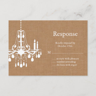 Country Burlap Chandelier RSVP Card