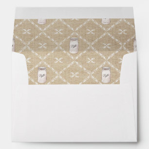Country Burlap, Lace and Mason Jar Wedding Envelop Envelope