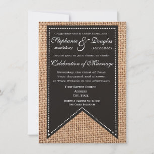 Country Burlap Print Rustic Wedding Invitations