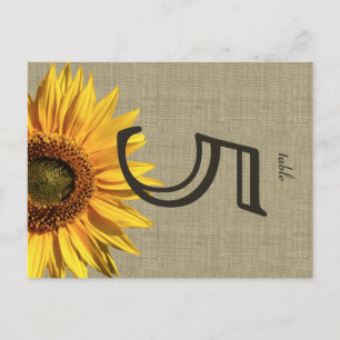Country Burlap Sunflower Wedding Table Card