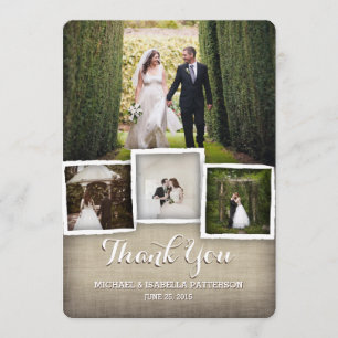 Country Burlap Wedding Photo Thank You Card