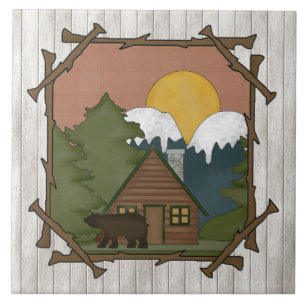 Country Cabin Cartoon fun tile