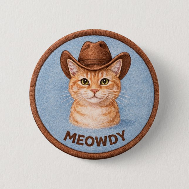 Country Cat 6 Cm Round Badge (Front)