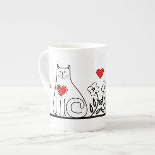 Country Cat Bone China Mug