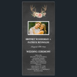 Country Chalkboard Deer Antler Wedding Programs<br><div class="desc">Country Chalkboard Deer Antler Wedding Programs -  features a chalkboard printed background with a floral and deer antler design at the top.  Change the demo photo to one of your own.</div>