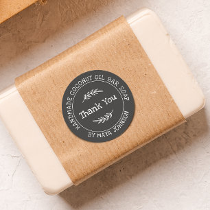 Country Charcoal Grey Handmade Thank You Classic Round Sticker