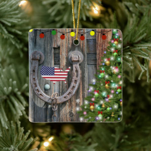 Country Charm Christmas Ceramic Ornament