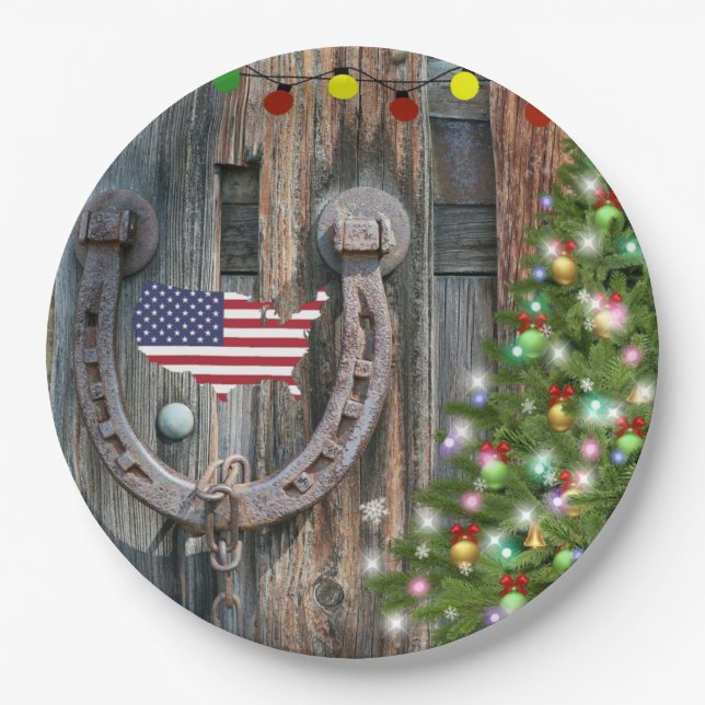 Country Charm Christmas Paper Plate (Front)