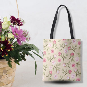 Country Charm Floating Pink Roses Tote Bag